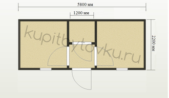 Деревянная бытовка "Распашонка" с доп. перегородкой 6,0х2,2 м