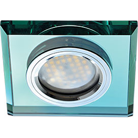 Светильник встраиваемый Ecola DL1651 MR16 GU5.3 квадратный стекло Изумруд/Хром 25x90x90 FR1651EFF