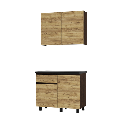 Лофт 1 м кухонный гарнитур Крафт/Венге столешница 38 мм черный мрамор