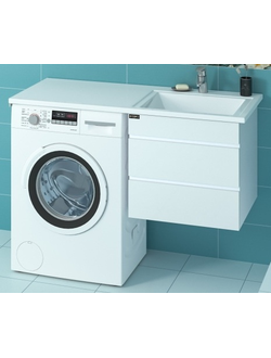 Раковина над стиральной машиной Лидер 120 R с подвесной тумбой Марс 56