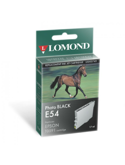 Картридж для принтера Epson, Lomonnd E54 Photo Black, Фото черный, 17мл, Пигментные чернила