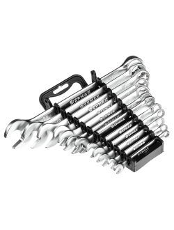 ЕРМАК Набор ключей рожково-накидных, 12 предм., 6-22мм, матовые CRV, пластик холдер