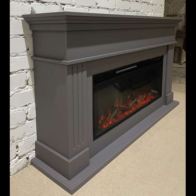 Линейный электрокамин Бруно GR с очагом Vision 42 LOG LED