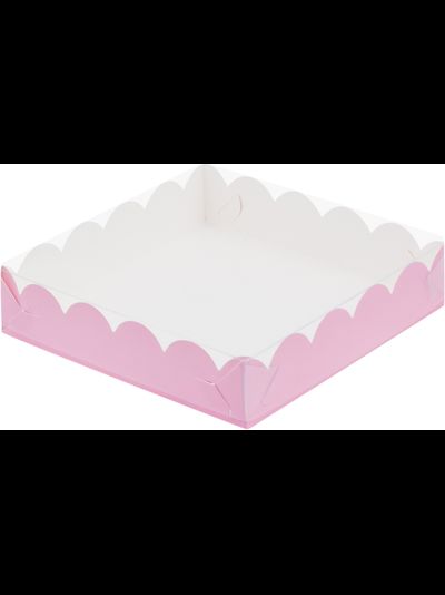 Коробка для печенья/пряников с прозр. кр. (розовая), 155*155*35мм