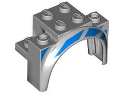 Vehicle, Mudguard 4 x 2 1/2 x 2 1/3 with Arch Round with Blue Stripes Pattern Model Left Side, Light Bluish Gray (18974pb01L / 6408452)