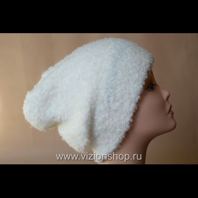 Пушистая лохматая шапка женская Италия Vizio 6193 белая