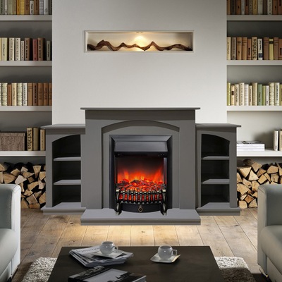 электрокамин с тумбами и полками