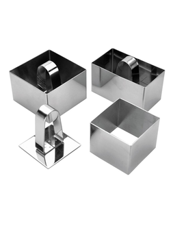 Набор кондитерских выемок 3 шт + пресс (60*60*50 мм/ 71*75*50 мм/ 90*50*50 мм)