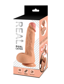 Реалистичный фаллоимитатор REAL Dual Layer, dual silicone, 14 х 4 см.