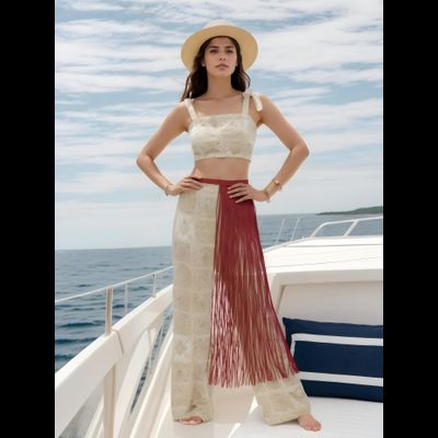 Bonny пояс с бахромой 80  Красный