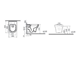Комплект: подвесного безободкового унитаза VitrA Zentrum (с сиденьем микролифт, инсталляцией и кнопкой Root Square), хром глянцевый 9879B003-7200