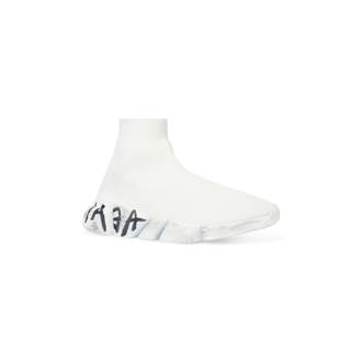 Balenciaga WOMEN'S SPEED 2.0 GRAFFITI RECYCLED KNIT TRAINERS IN WHITE белые женские