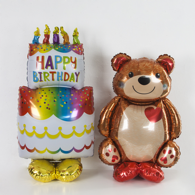 Шар 3D (36''/91 см) Фигура на подставке, Мишка с сердцем