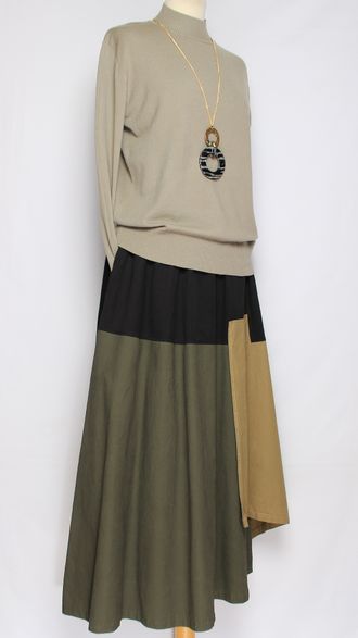 Юбка  "Широкая трехцветная комбинированная"  до р.52