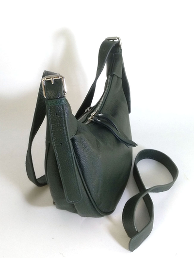 (АРТИКУЛ: 10099/1) СУМКА ЖЕНСКАЯ, НЕБОЛЬШАЯ, НАТУРАЛЬНАЯ КОЖА, ТЕМНО-ЗЕЛЕНАЯ, С ПЛЕЧЕВЫМ РЕМНЕМ