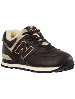 New Balance 574 Brown Leather с мехом