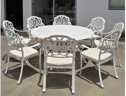 Белая обеденная группа из литого алюминия Patty 150