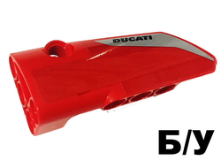 ! Б/У - Technic, Panel Fairing # 3 Small Smooth Long, Side A with Black Ducati on Gray Background Pattern Sticker - Set 42107, Red (64683pb061) - Б/У