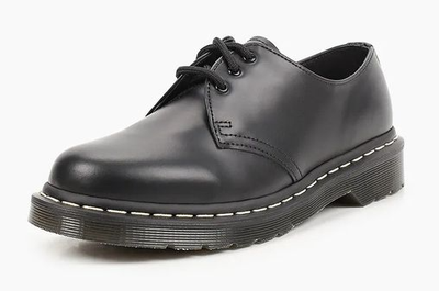 Полуботинки Dr. Martens 1461 черные с белой строчкой