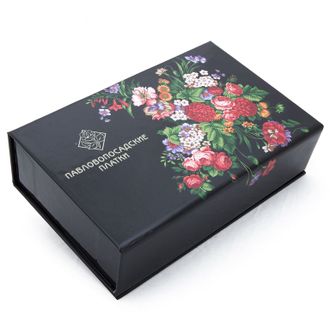 Коробка-шкатулка малая «Павловопосадские платки» черная