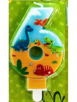 Свеча цифра "Динозаврики" 9 см