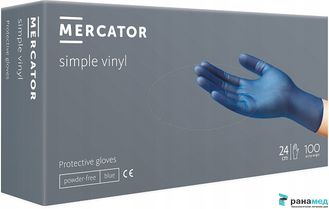 Перчатки MERCATOR. Виниловые, неопудренные, L/100