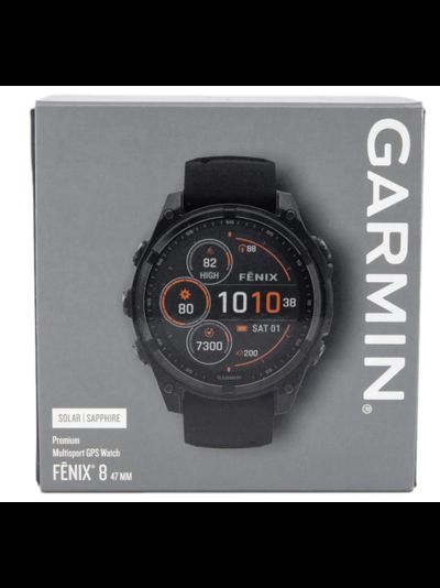 Часы Garmin Fenix 8 —47mm Solar Sapphire Carbon Gray DLC Titanium Black / Pebble Gray