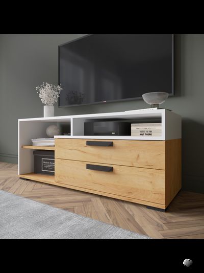 ТВМ-7 Тумба под ТВ Белый/Дуб Крафт золотой
