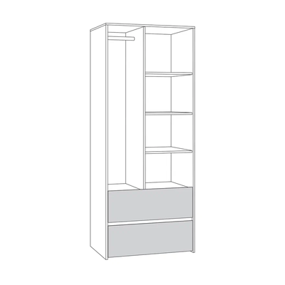 Шкаф для одежды Торонто 13.333 белый шагрень, стальной серый