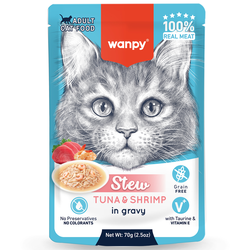 Wanpy Cat (Ванпи кэт) Влажный корм  для кошек  Тунец и креветки в собственному соку, 70 г