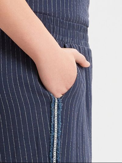 Брюки широкие синего цвета в полоску