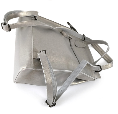 (АРТИКУЛ: 8741/1-61) ЖЕНСКИЙ РЮКЗАК, СРЕДНЕГО РАЗМЕРА, НАТУРАЛЬНАЯ КОЖА, СВЕТЛО-СЕРЫЙ С НЕБОЛЬШИМ ПЕРЛАМУТРОВЫМ БЛЕСКОМ