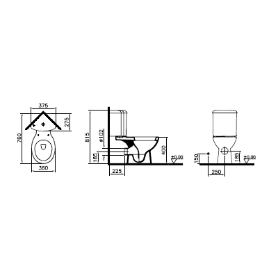 Угловой унитаз  с сиденьем микролифт VitrA Arkitekt, 9754B003-7201