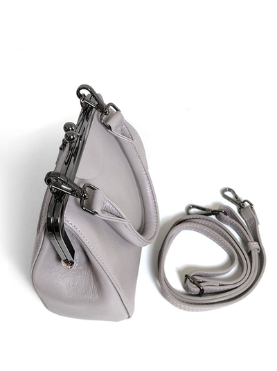 (АРТИКУЛ: 9833/2/01) СУМКА ЖЕНСКАЯ, МАЛЕНЬКАЯ, НАТУРАЛЬНАЯ КОЖА, СЕРАЯ С БЕЖЕВЫМ ОТТЕНКОМ, С РУЧКОЙ И РЕМНЕМ ЧЕРЕЗ ПЛЕЧО