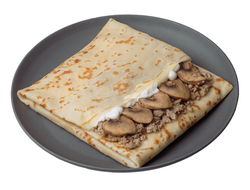 блин с мясом, грибами и сметаной