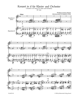 Моцарт. Концерт для фортепиано с оркестром  №20 d-moll KV 466. Клавир