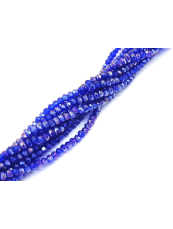 Бусины стеклянные граненные "Рондель", 2 мм, цвет темно синий бензин (322)