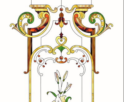 Витражная пленка, витражная пленка самоклеющаяся, пленочный витраж с классическим рисунком