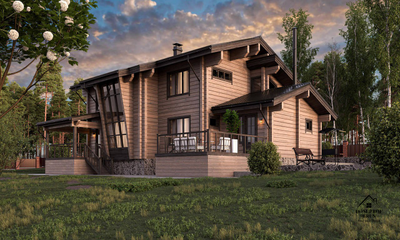 "Талдом": Просторный Двухэтажный Дом из Клееного Бруса с Атмосферой Света 387 м²