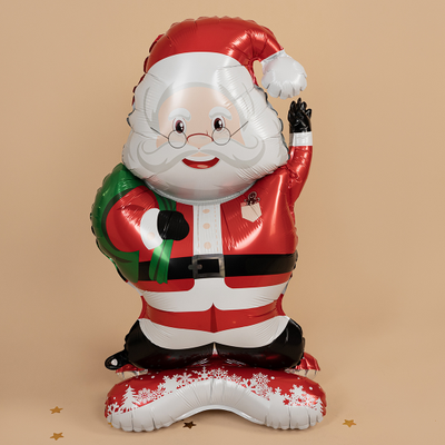 Шар 3D (47''/119 см) Фигура на подставке, Дед Мороз с подарками