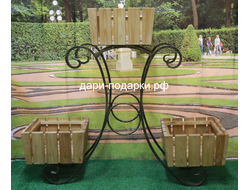 Подставка для цветов с тремя ящиками 25*48*68см  7кг  металл Россия 4547-021135 (ящики входят в комплект)