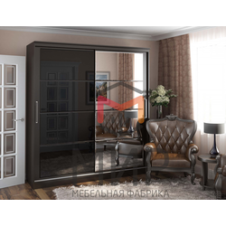 Танго-2 Шкаф-купе 1,5 (1500*2200*600мм), Венге/Зерк/лакобель чёрный