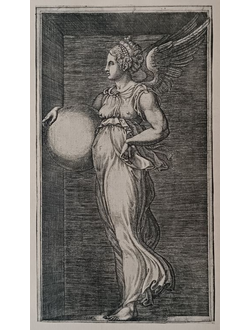 "Аллегорическая фигура, держащая сферу" гравюра Giorgio Ghisi 1970-е годы