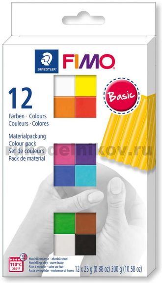 набор Fimo Soft Basic, 12 цветов по 25 грамм