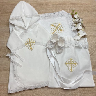 Крестильный набор для мальчика "Благодать", цвет вышивки и комплектация на выбор, цена от