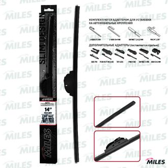 Щетка бескаркасная (14"/350мм адаптер HOOK 9x3/9x4) Miles CWF14AC