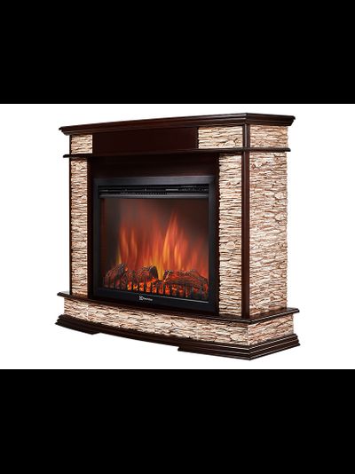 Портал Firelight Scala 30 камень сланец скалистый бурый, шпон тёмный дуб