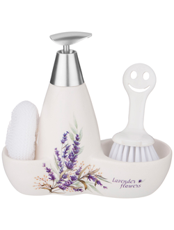 ДОЗАТОР ДЛЯ МОЮЩЕГО СРЕДСТВА "ПРОВАНС" 500 мл + ГУБКА И ЩЕТКА 20*9*18 см