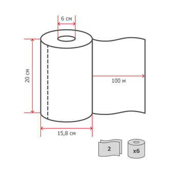 Полотенца бумажные Veiro C1/C2 Comfort, 2слоя, 100м 6рул/уп KP208