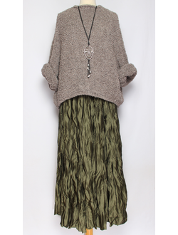 Юбка плотная шелковая "Жатая" хаки, кофе р.46-54